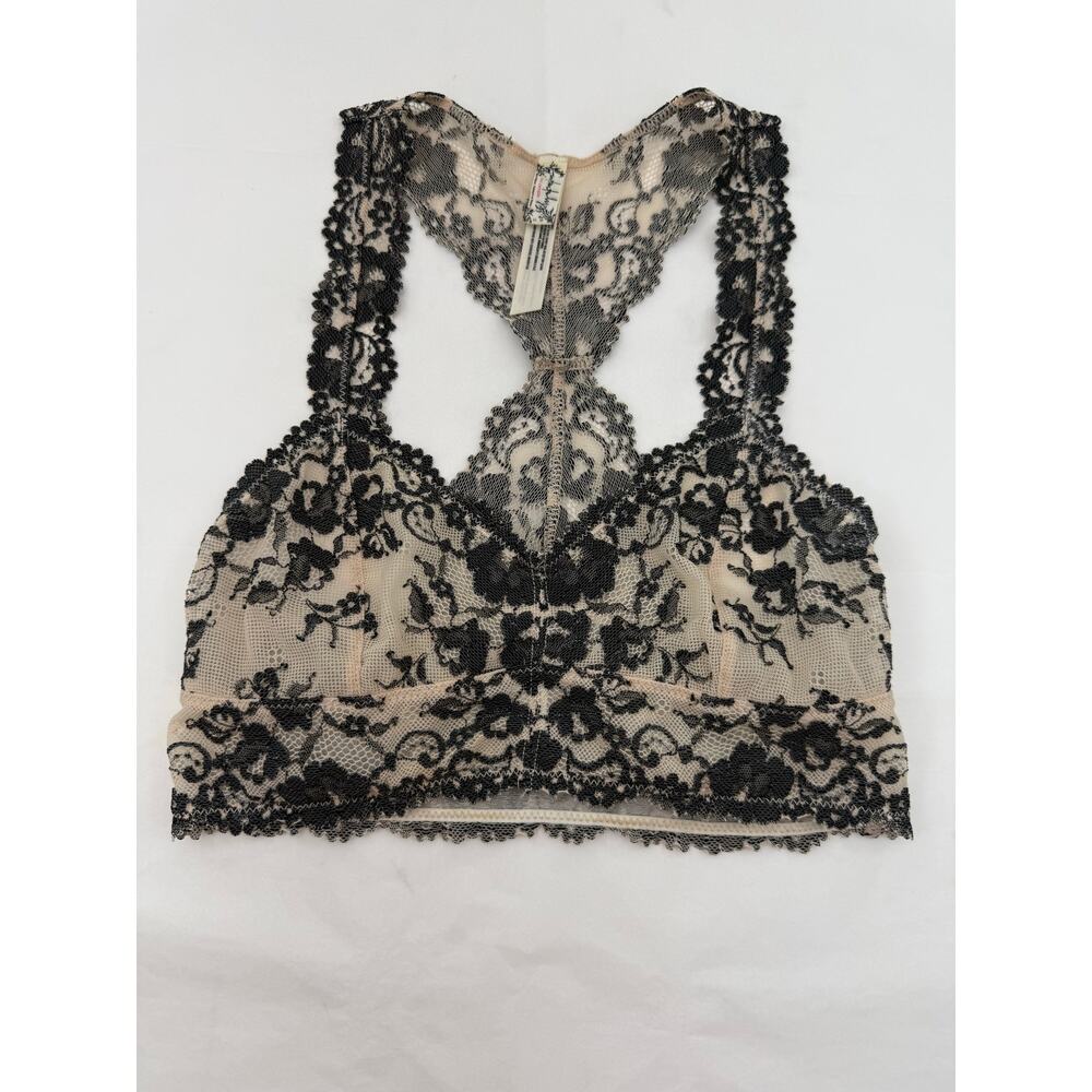Intimately Free People Lace Racerback Bralette Black Nude XS - Picture 1 of 5